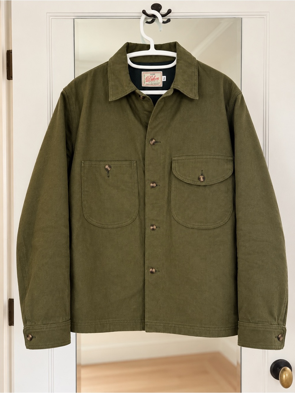 Dehen Skyline Overshirt - Selvedge Olive Green